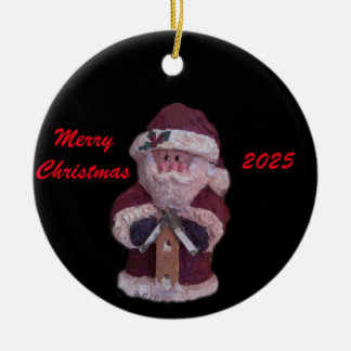Ornamento De Cerâmica papais noeis BIRDHOUSE 2025 MERRY NATMAS