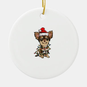 Ornamento De Cerâmica Papais noeis bonitos de Chihuahua Árvore de Natal