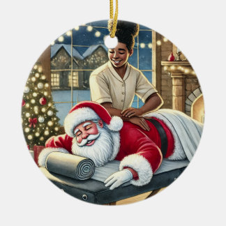 Ornamento De Cerâmica Papais noeis bonitos personalizados recebendo uma