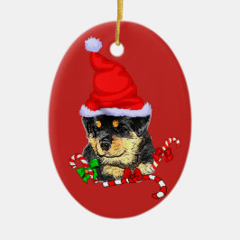 Ornamento De Cerâmica Papais noeis bonitos Rottweiler Puppy Natal