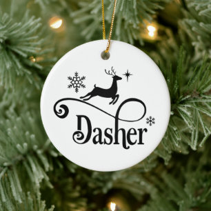Ornamento De Cerâmica Papais noeis Bons Nomes de Rebelde Dasher Natal