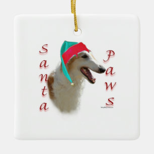 Ornamento De Cerâmica Papais noeis Borzoi Paws