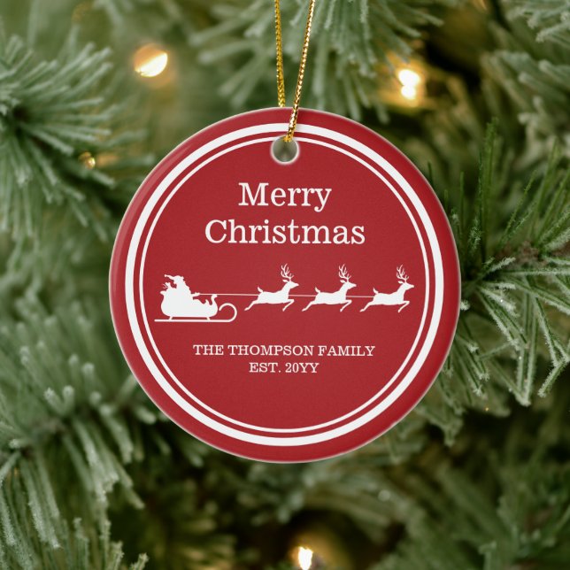 Ornamento De Cerâmica Papais noeis Brancos Dormem E Feliz Texto De Natal (Árvore)