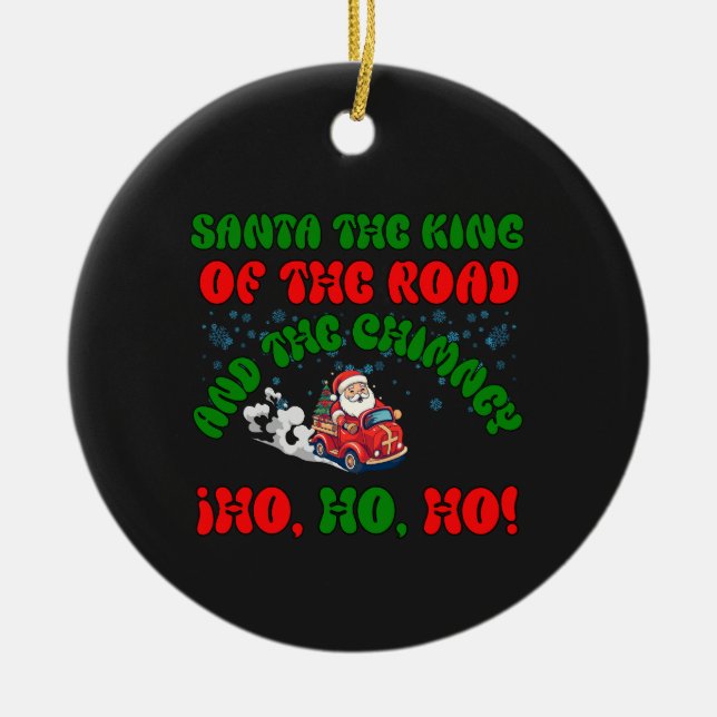 Ornamento De Cerâmica Papais noeis Caminhante Natal Rodovia Rei Férias F (Frente)