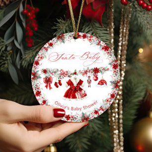 Ornamento De Cerâmica Papais noeis, Chá de fraldas de bebê de Natal