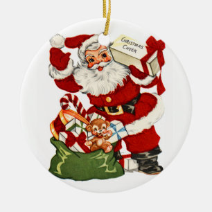 Ornamento De Cerâmica Papais noeis com Caixa de Natal Vintage Ornament