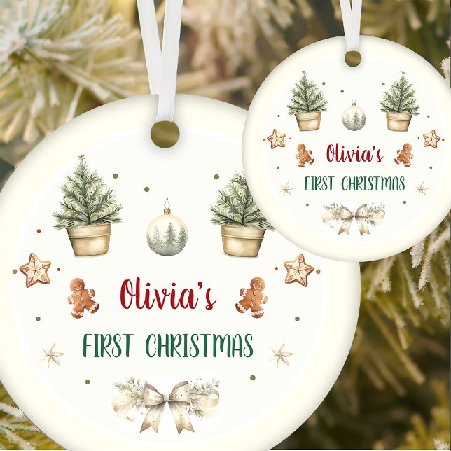 Ornamento De Cerâmica Papais noeis Cookies Festa de aniversário de Natal (Criador carregado)