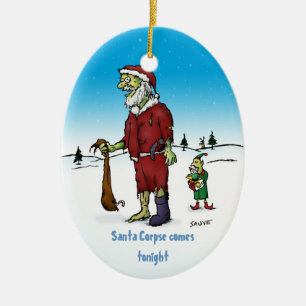 Ornamento De Cerâmica Papais noeis Corpse Engraçado Zombie Engraçado O