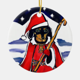 ORNAMENTO DE CERÂMICA PAPAIS NOEIS DACHSHUND