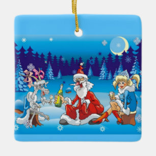 Ornamento De Cerâmica Papais noeis de bebados de Natal feio