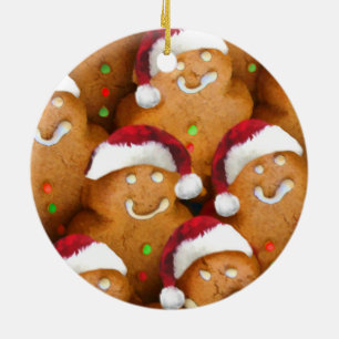 Ornamento De Cerâmica Papais noeis de Biscoito Gingerpão Xmas Ornament