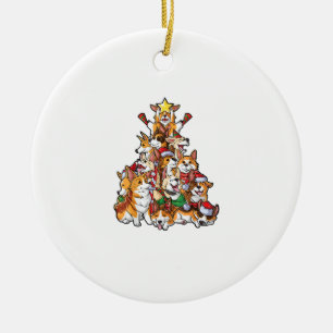 Ornamento De Cerâmica Papais noeis de Cachorro de Árvore de Natal Corgi