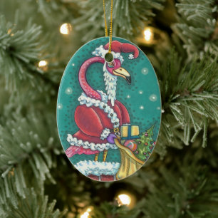 ORNAMENTO DE CERÂMICA PAPAIS NOEIS DE FLAMINGO DE TINTA QUENTE, PÁSSARO