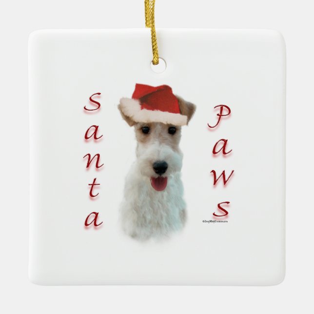 Ornamento De Cerâmica Papais noeis de Fox Terrier (Frente)