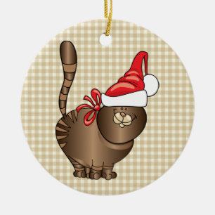 Ornamento De Cerâmica papais noeis de gato