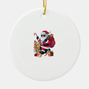Ornamento De Cerâmica Papais noeis de Iluminação do Natal Andando no Yor