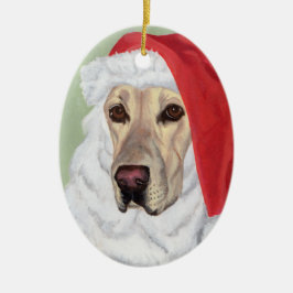 Ornamento De Cerâmica Papais noeis de Labrador Amarelo de Natal Ornament