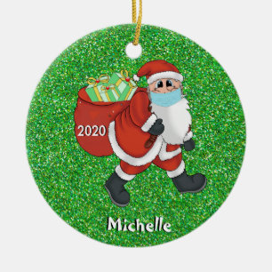 Ornamento De Cerâmica Papais noeis De Máscara De Natal 2020