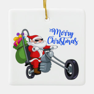 Ornamento De Cerâmica papais noeis de motocicletas de Natal