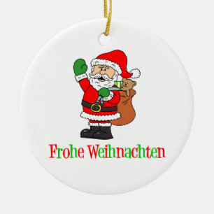 Ornamento De Cerâmica Papais noeis de Natal Alemães de Frohe Weihnachte