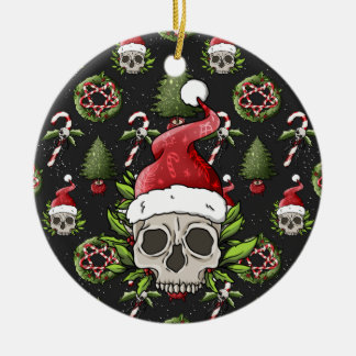 Ornamento De Cerâmica Papais noeis de Natal assustadoras Caveira