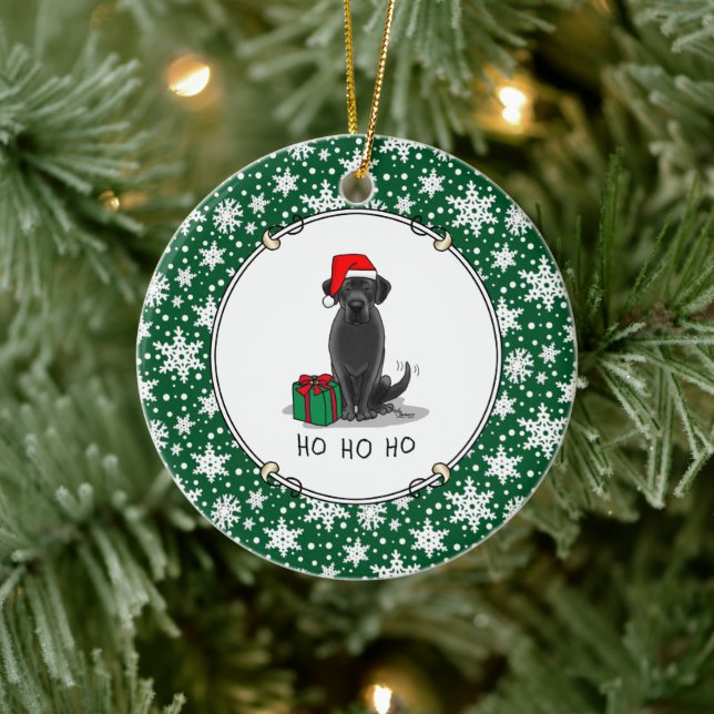 Ornamento De Cerâmica Papais noeis de Natal Black Labrador Retriever Cut (Árvore)