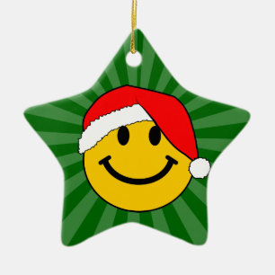 Ornamento De Cerâmica Papais noeis de Natal bonitos Face Feliz