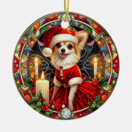 Ornamento De Cerâmica Papais noeis de Natal do Ornament Chihuahua