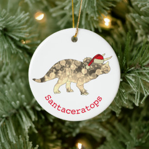 Ornamento De Cerâmica Papais noeis De Natal Elf Triceratops Xmas Dinossa