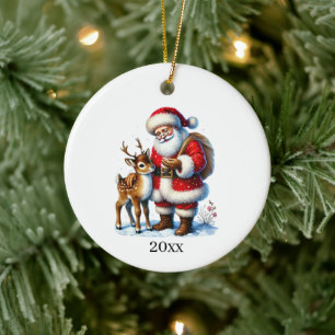 Ornamento De Cerâmica Papais noeis de Natal Festivos adicionam ano e men