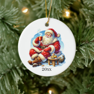 Ornamento De Cerâmica Papais noeis de Natal Festivos adicionam ano e men