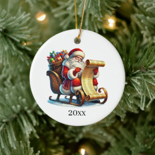 Ornamento De Cerâmica Papais noeis de Natal Festivos adicionam ano e men