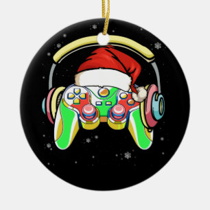 Ornamento De Cerâmica Papais noeis de Natal Gamer Controller Boys Crian