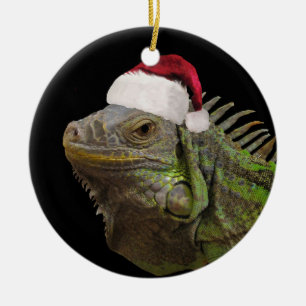 Ornamento De Cerâmica Papais noeis de Natal Iguana Lizard