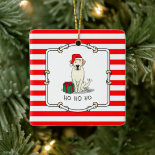 Ornamento De Cerâmica Papais noeis de Natal - Labrador Amarelo - Custa p