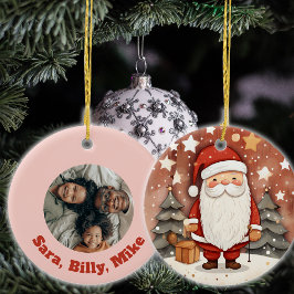 Ornamento De Cerâmica Papais noeis de Natal Nome e Foto Personalizados d