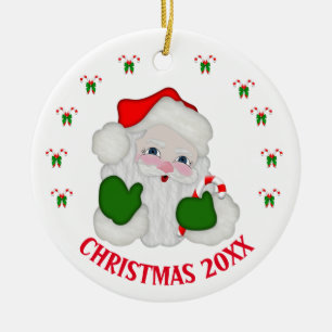 Ornamento De Cerâmica Papais noeis de Natal personalizáveis e cerâmicos