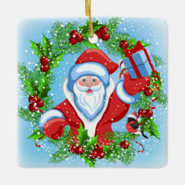 Ornamento De Cerâmica Papais noeis de Natal Wreath Cerâmica