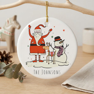 Ornamento De Cerâmica Papais noeis de nome simples moderno Snowman Natal
