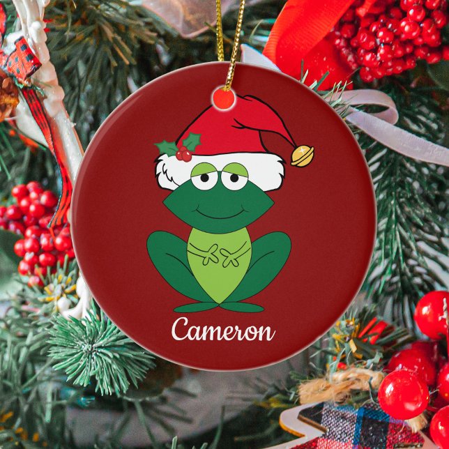 Ornamento De Cerâmica Papais noeis de Sapo de Natal Personalizados (Criador carregado)