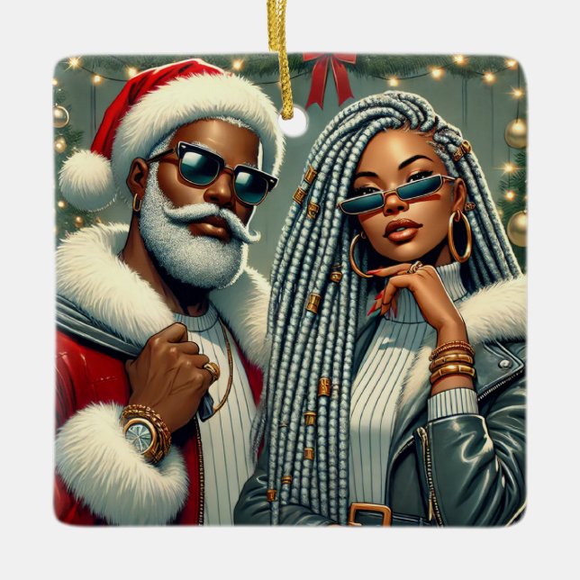 Ornamento De Cerâmica Papais noeis do Festivo (Frente)