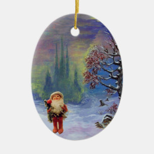 ORNAMENTO DE CERÂMICA PAPAIS NOEIS DOS GNOMES, RUBY VERMELHA E SALFEIRA