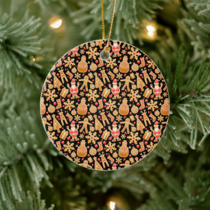 Ornamento De Cerâmica Papais noeis e Biscoitos de Natal com Gingerpão d