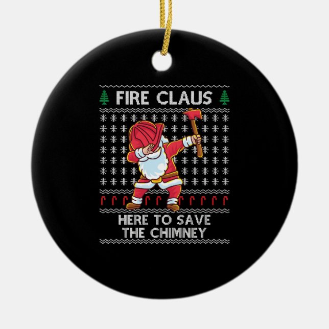 Ornamento De Cerâmica Papais noeis Engraçados Bombeiros Felizes Natal Pa (Frente)