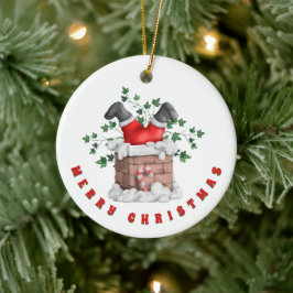 Ornamento De Cerâmica Papais noeis engraçados Chimney Feliz Natal