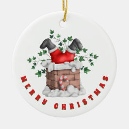 Ornamento De Cerâmica Papais noeis engraçados Chimney Feliz Natal