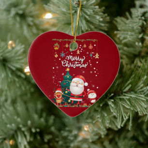 Ornamento De Cerâmica Papais noeis engraçados, Snowman, Reindeer Feliz N