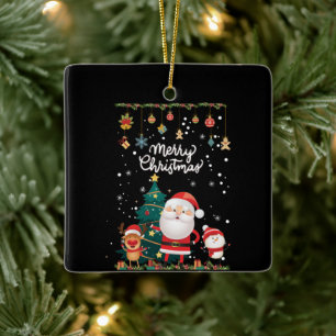 Ornamento De Cerâmica Papais noeis engraçados, Snowman, Reindeer Feliz N