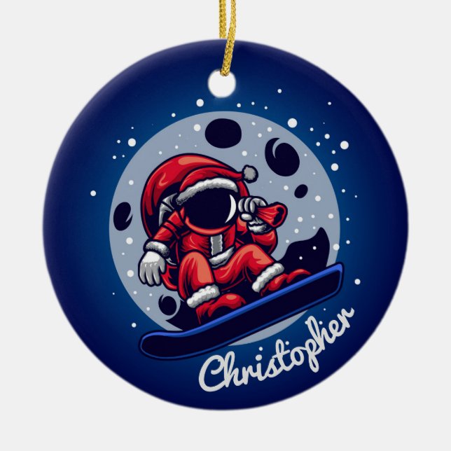 Ornamento De Cerâmica Papais noeis espaciais (Frente)