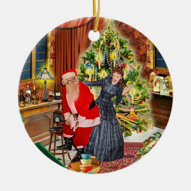 Ornamento De Cerâmica Papais noeis estúpidos! Eu prefiro joias:/ (Frente)